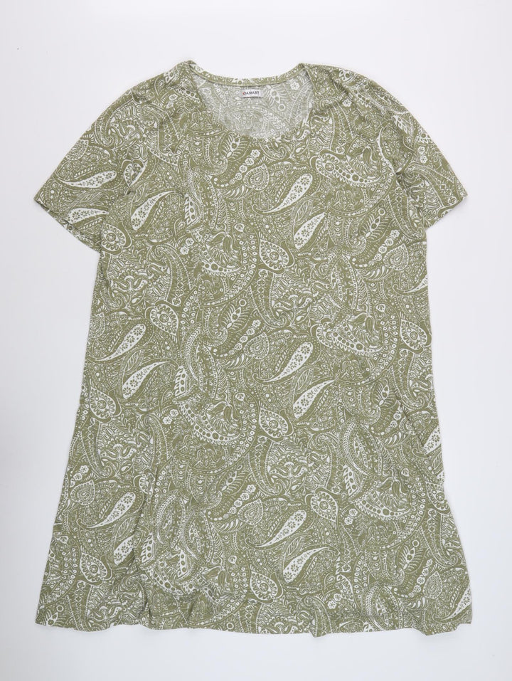 Damart Women's Green Paisley T-Shirt Dress L