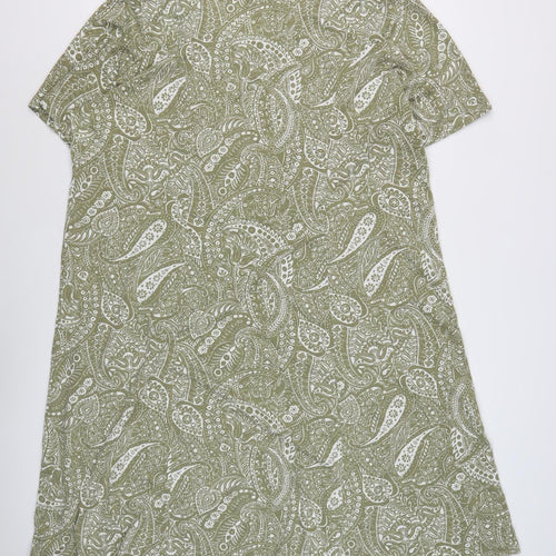 Damart Women's Green Paisley T-Shirt Dress L