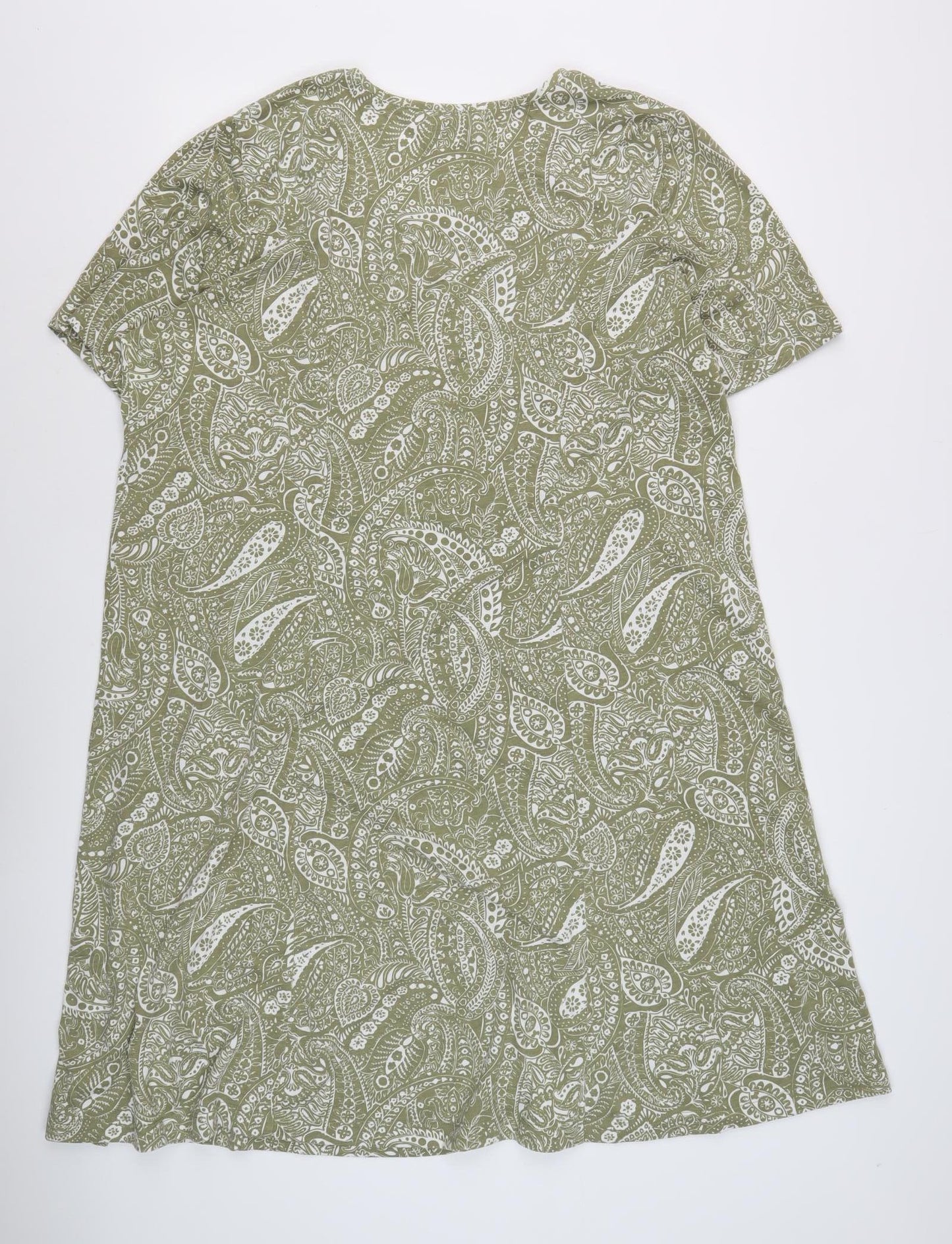Damart Women's Green Paisley T-Shirt Dress L
