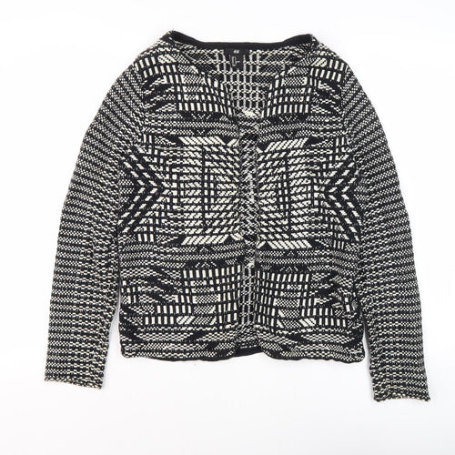 H&M Women's Black Geometric Jacket - Size S