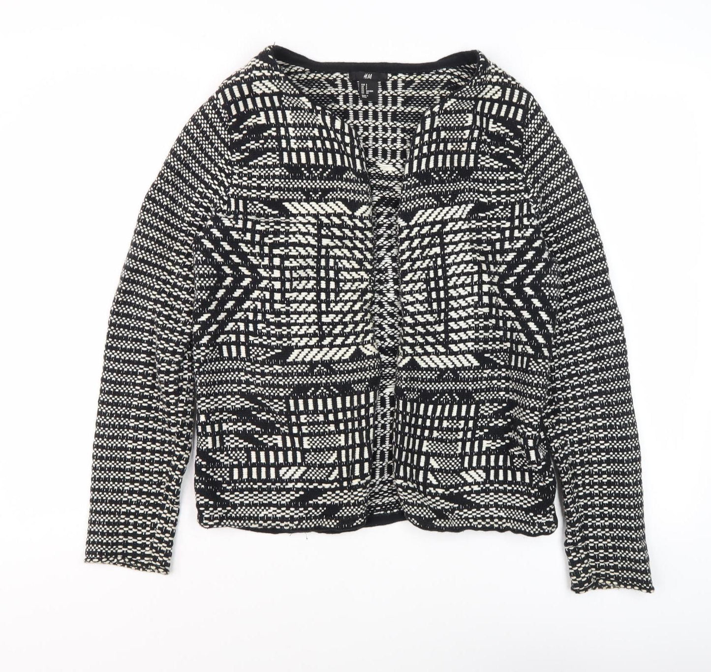 H&M Women's Black Geometric Jacket - Size S
