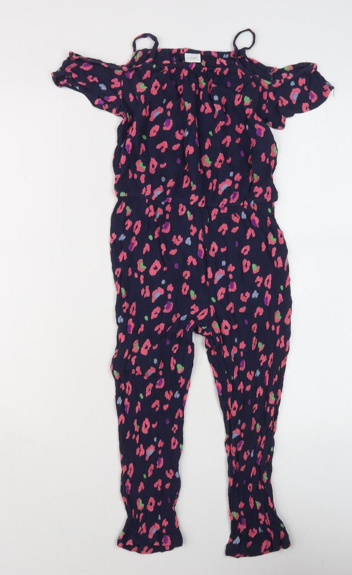 Next Girls Multicoloured Floral Short Sleeve Jumpsuit 7 Years
