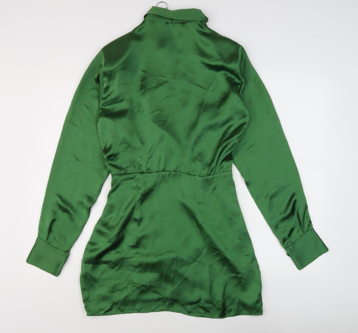Zara Women's Green Long Sleeve Asymmetric Wrap Dress
