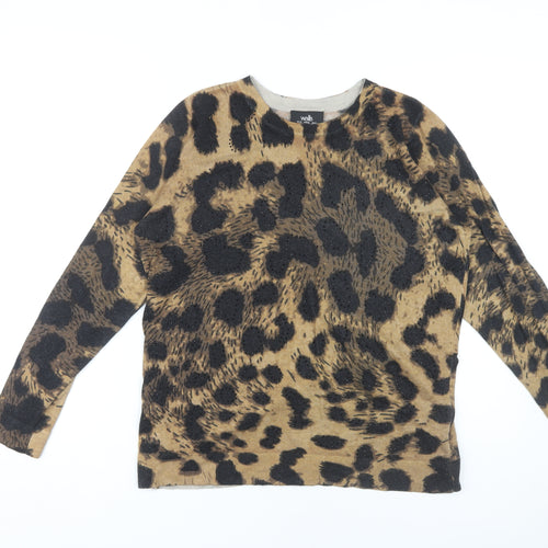 Wallis Women's Brown Animal Print Pullover, Size 16