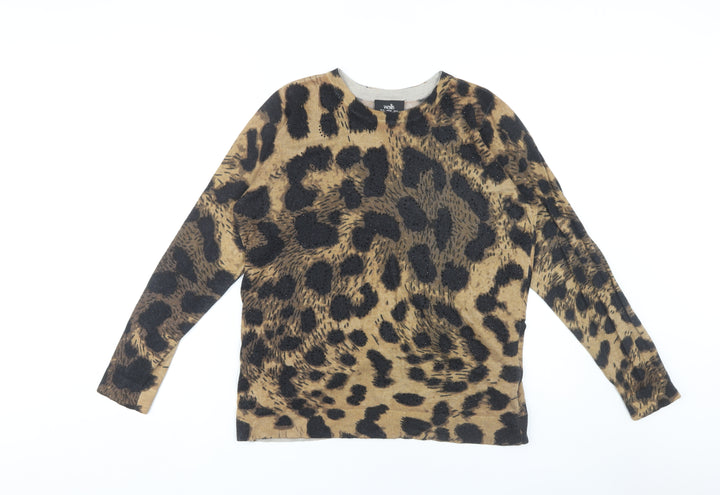 Wallis Women's Brown Animal Print Pullover, Size 16