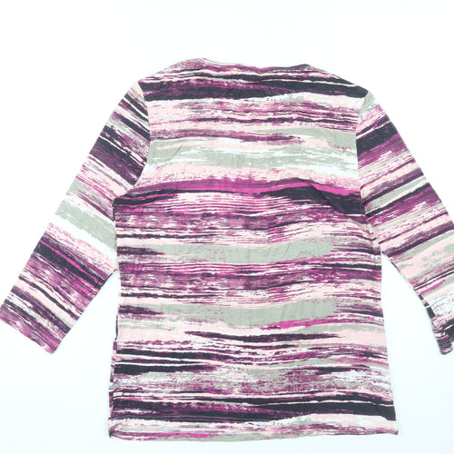 Damart Women's Multicoloured Striped Long Sleeve Top