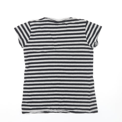 Beverly Hills Polo Club Women's Black Striped T-Shirt L