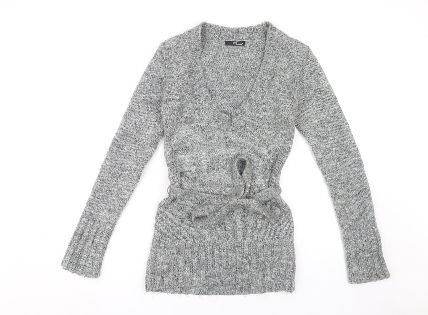 Jane Norman Women's Grey V-Neck Pullover Jumper