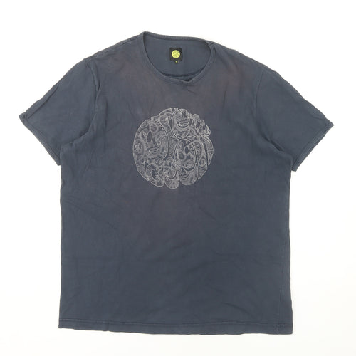 Pretty Green Men's Blue Graphic T-Shirt XL