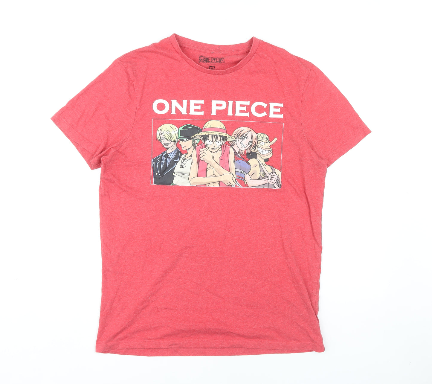 Men's Red One Piece Anime T-Shirt - Size L, Graphic