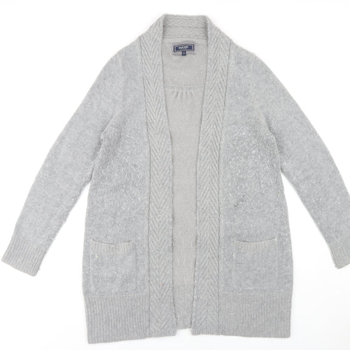 Maine New England Women's Grey Open Front Cardigan Size 14, Knitwear
