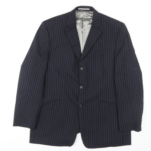 Next Men's Blue Striped Blazer 44L Regular Fit Jacket