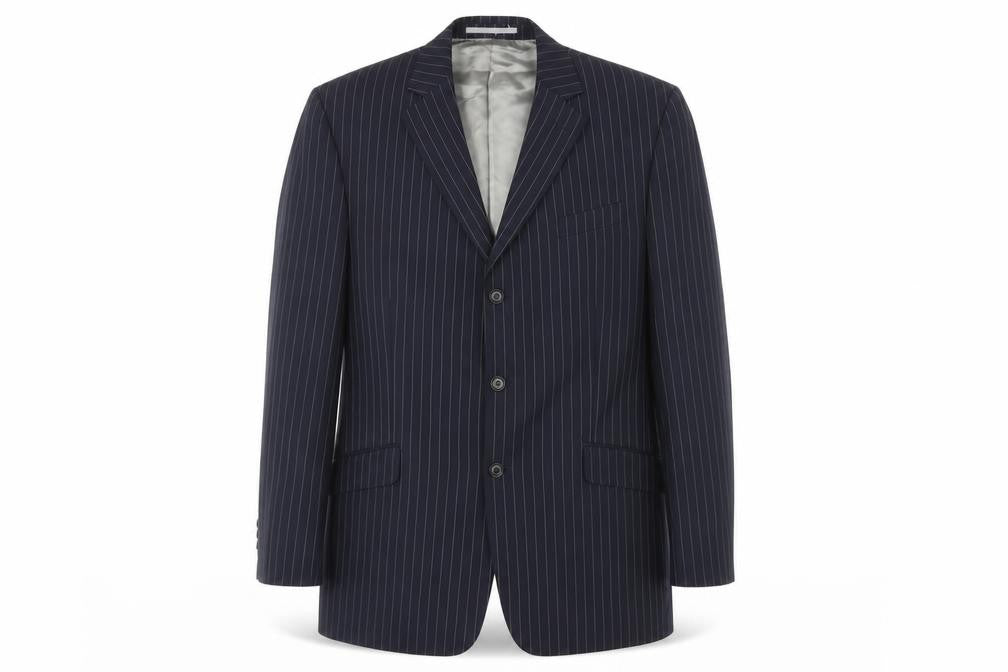 Front view of Next Men's Blue Striped Blazer 44L Regular Fit Jacket