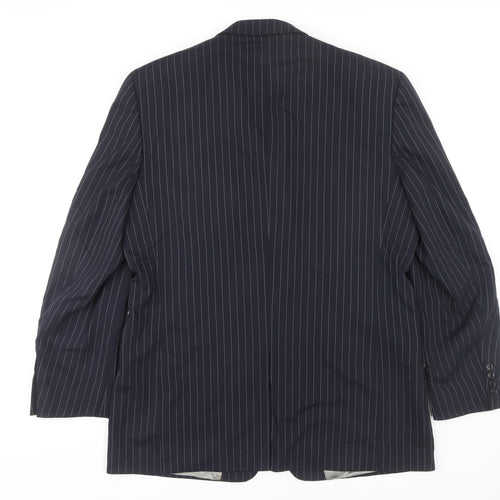 Next Men's Blue Striped Blazer 44L Regular Fit Jacket