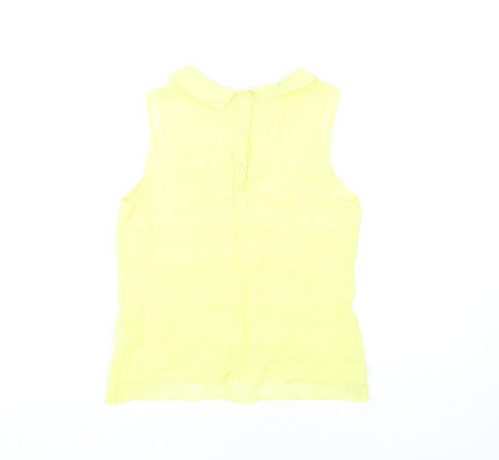 Whistles Women's Yellow Sleeveless Collared Blouse Size 8
