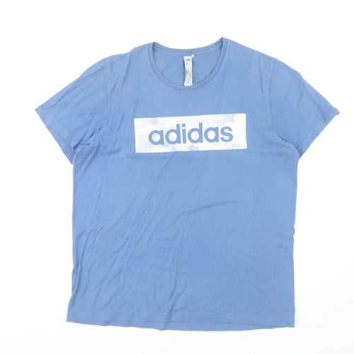 Adidas Men's Blue Graphic Print T-Shirt, Medium