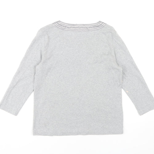 Viyella Women's Grey Embroidered V-Neck T-Shirt M
