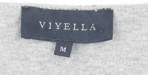 Viyella Women's Grey Embroidered V-Neck T-Shirt M