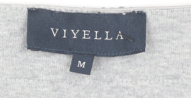Viyella Women's Grey Embroidered V-Neck T-Shirt M