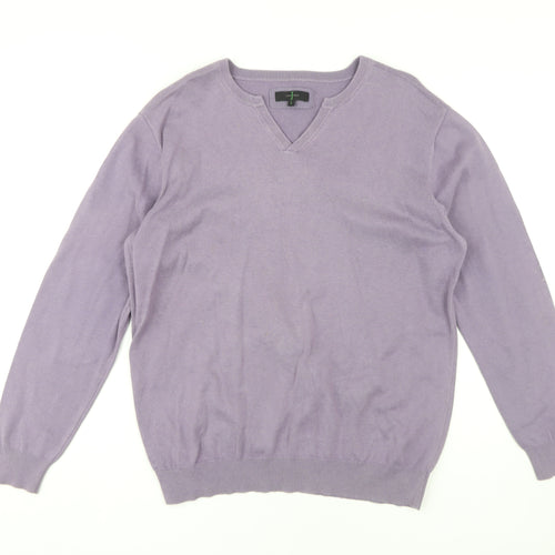 Jasper Conran Men's Purple V-Neck Jumper - Size L
