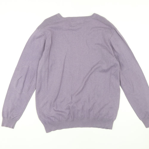 Jasper Conran Men's Purple V-Neck Jumper - Size L