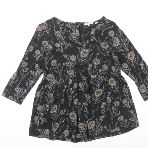 FatFace Women's Black Floral Tunic Blouse Size 10