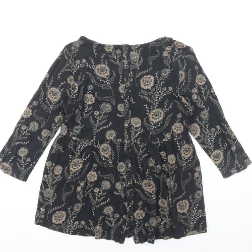 FatFace Women's Black Floral Tunic Blouse Size 10