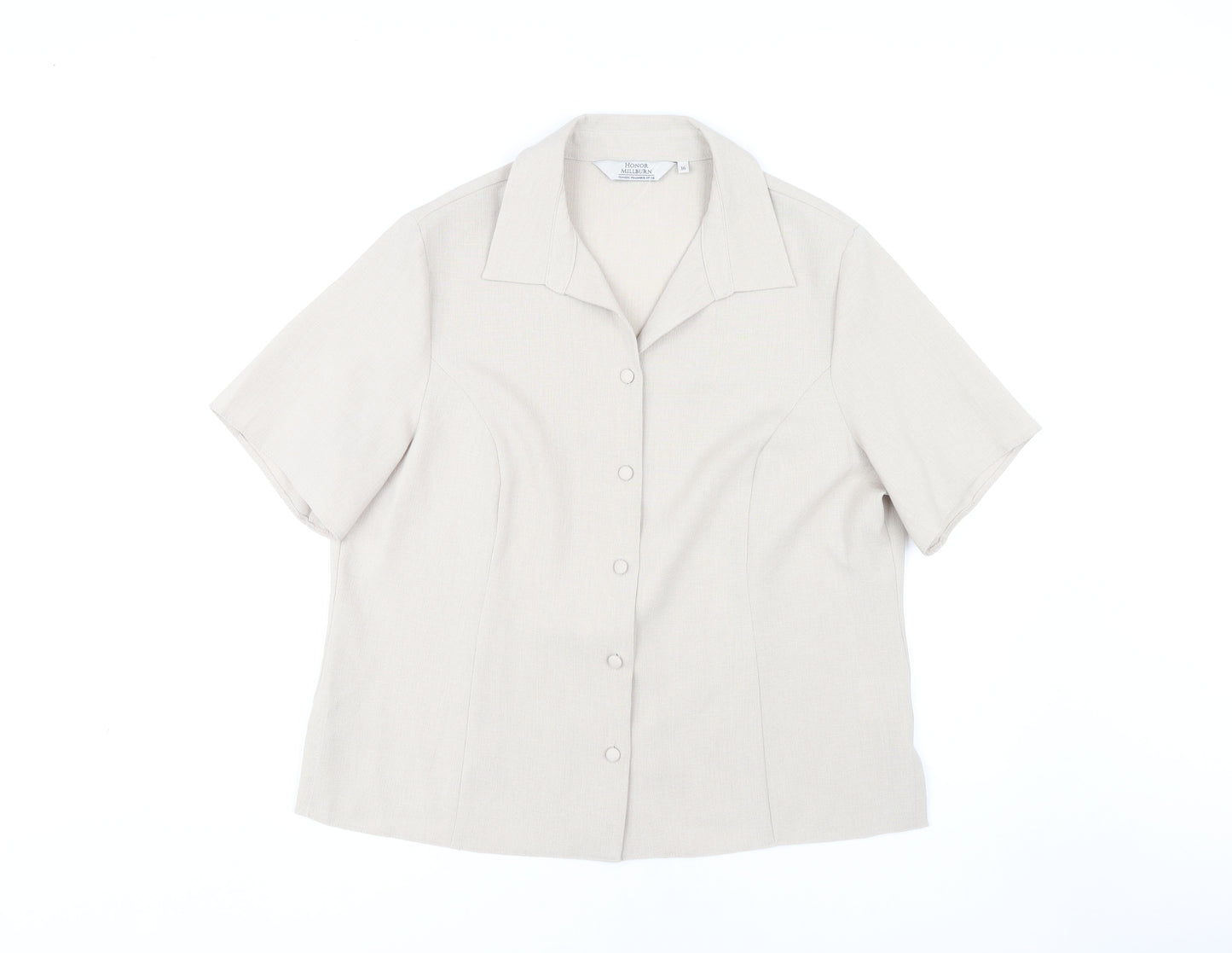 Honor Millburn Women's Beige Classic Short Sleeve Blouse