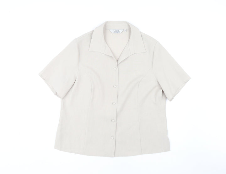Honor Millburn Women's Beige Classic Short Sleeve Blouse