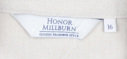 Honor Millburn Women's Beige Classic Short Sleeve Blouse