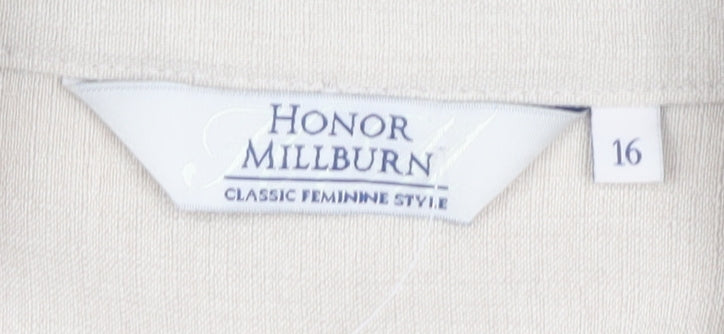 Honor Millburn Women's Beige Classic Short Sleeve Blouse
