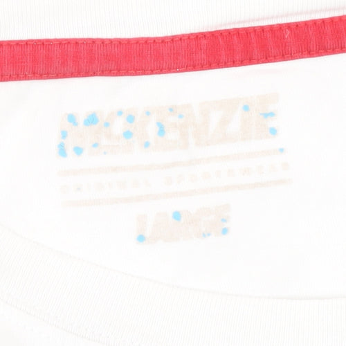 McKenzie Men's White Graphic Print L T-Shirt - Stylish & Comfortable