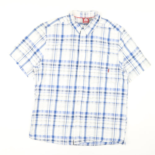TOG24 Men's Blue Plaid Button-Up Shirt, Size L