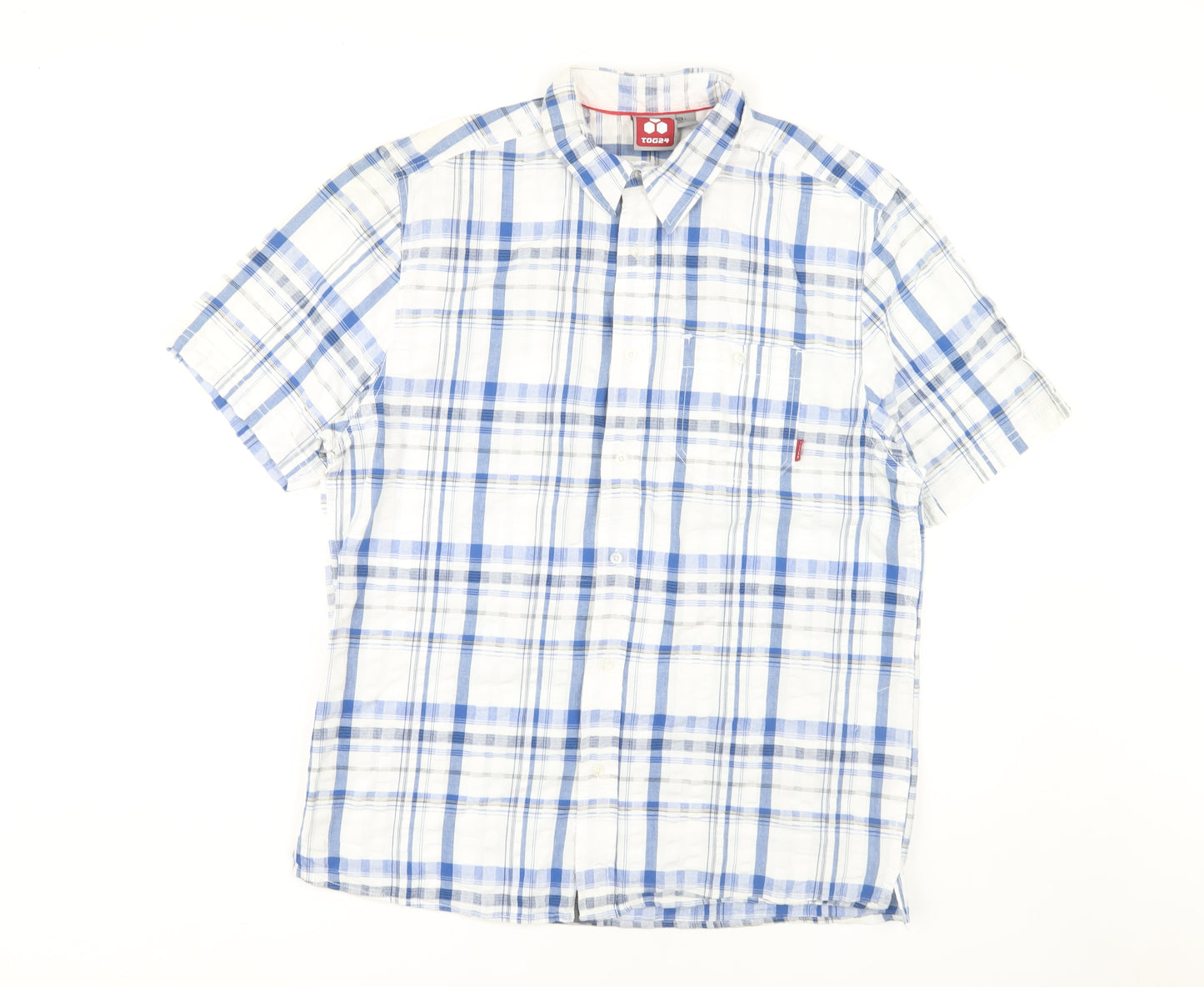 TOG24 Men's Blue Plaid Button-Up Shirt, Size L