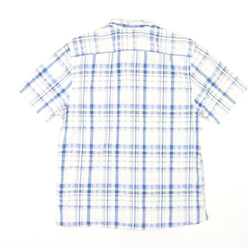TOG24 Men's Blue Plaid Button-Up Shirt, Size L