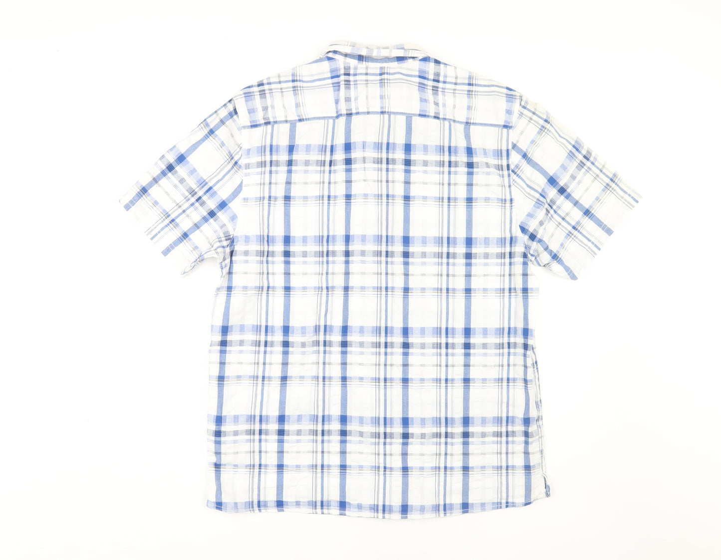 TOG24 Men's Blue Plaid Button-Up Shirt, Size L