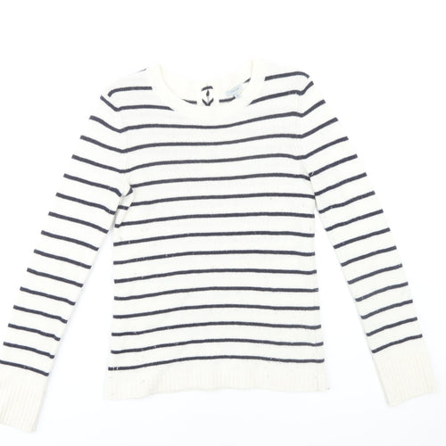 Jigsaw Women’s White Striped XS Pullover Jumper