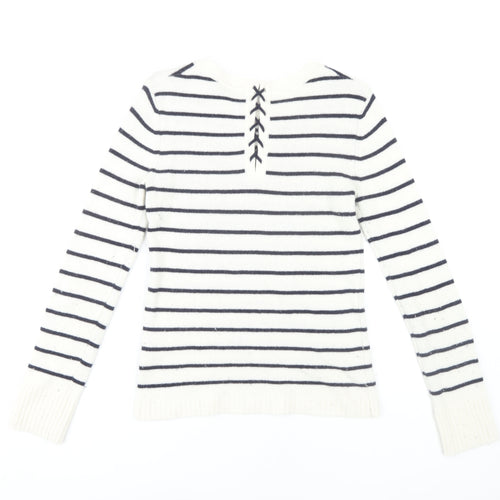 Jigsaw Women’s White Striped XS Pullover Jumper