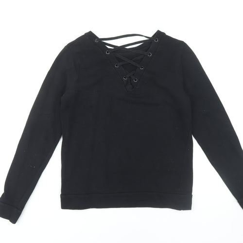 Jacqueline de Yong Women's Black Lace-Up Sweatshirt S