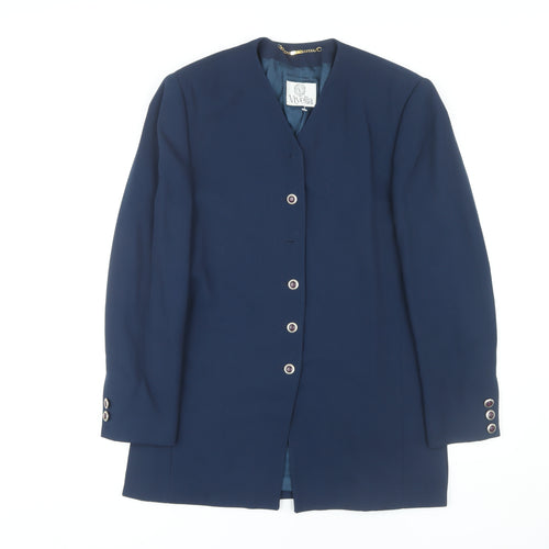 Viyella Women's Blue Jacket, Button Accents, UK 8, Wool Blend