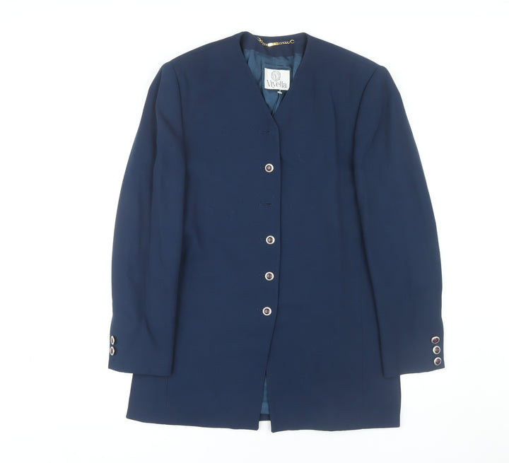Viyella Women's Blue Jacket, Button Accents, UK 8, Wool Blend