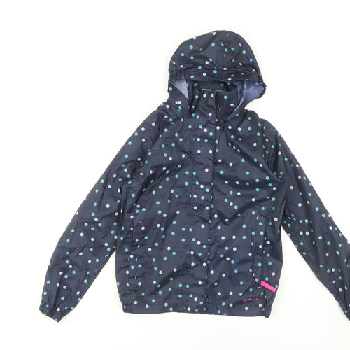 Gelert Girls Blue Polka Dot Rain Coat, 9-10Y, Waterproof, Hooded