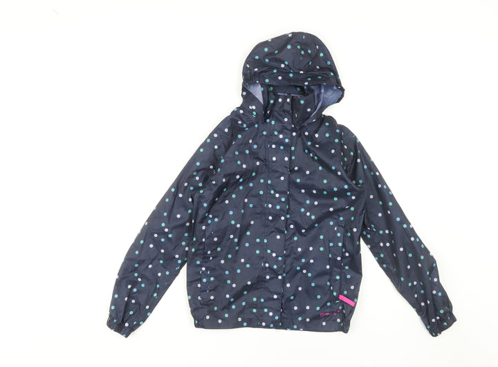 Gelert Girls Blue Polka Dot Rain Coat, 9-10Y, Waterproof, Hooded