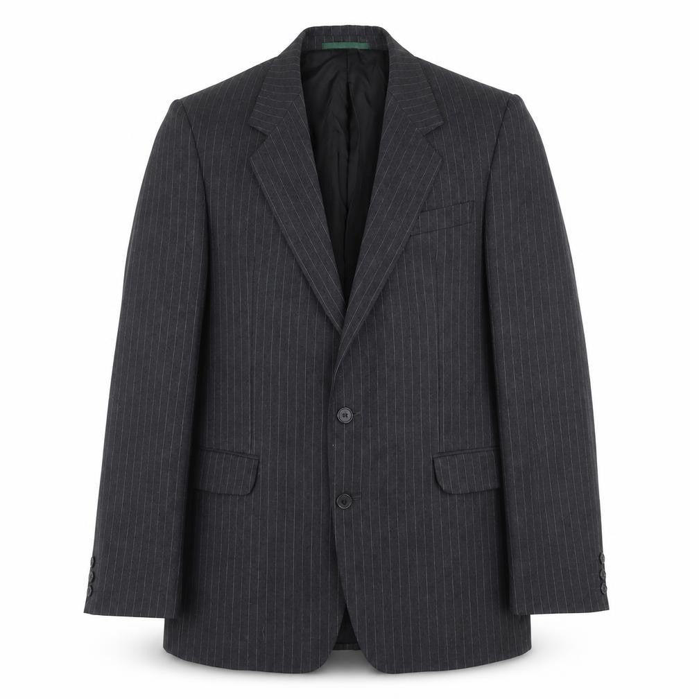 Front view of Dunn & Co Men's Grey Long Wool Blazer 40L Striped