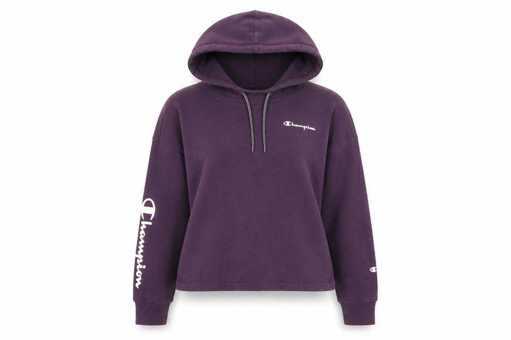 Front view of Champion Women’s XS Purple Pullover Hoodie