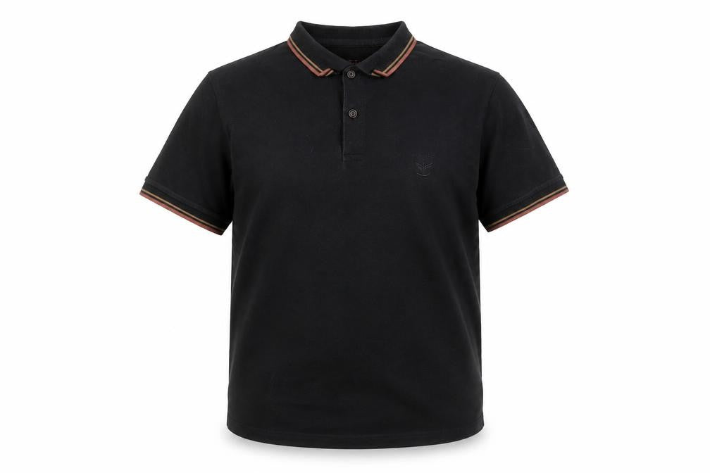 Front view of Firetrap Men's Black Short Sleeve Polo Shirt