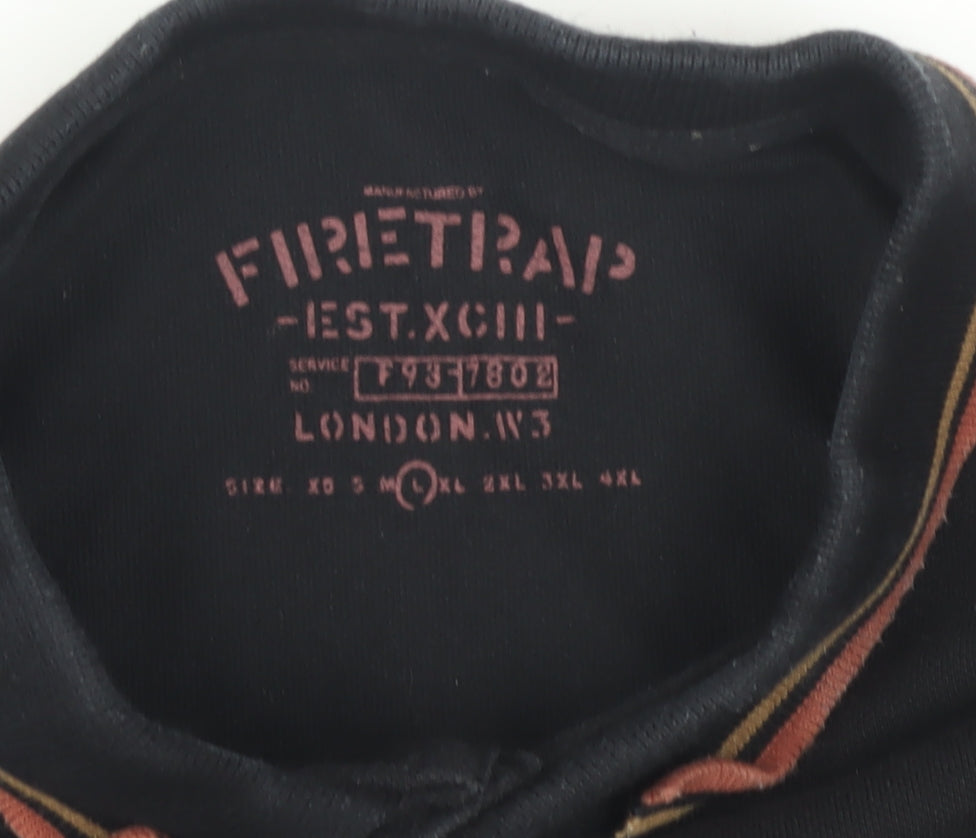 Firetrap Men's Black Short Sleeve Polo Shirt