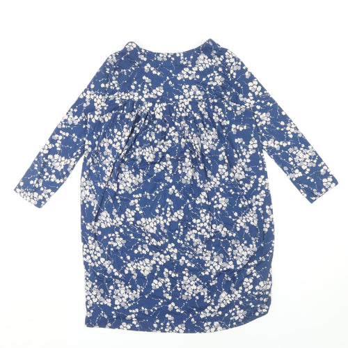 Fat Face Women's Blue Floral Blouse UK 6 V-Neck 3/4 Sleeve