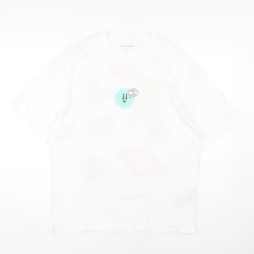 Jack & Jones Men's White Graphic Print T-Shirt L