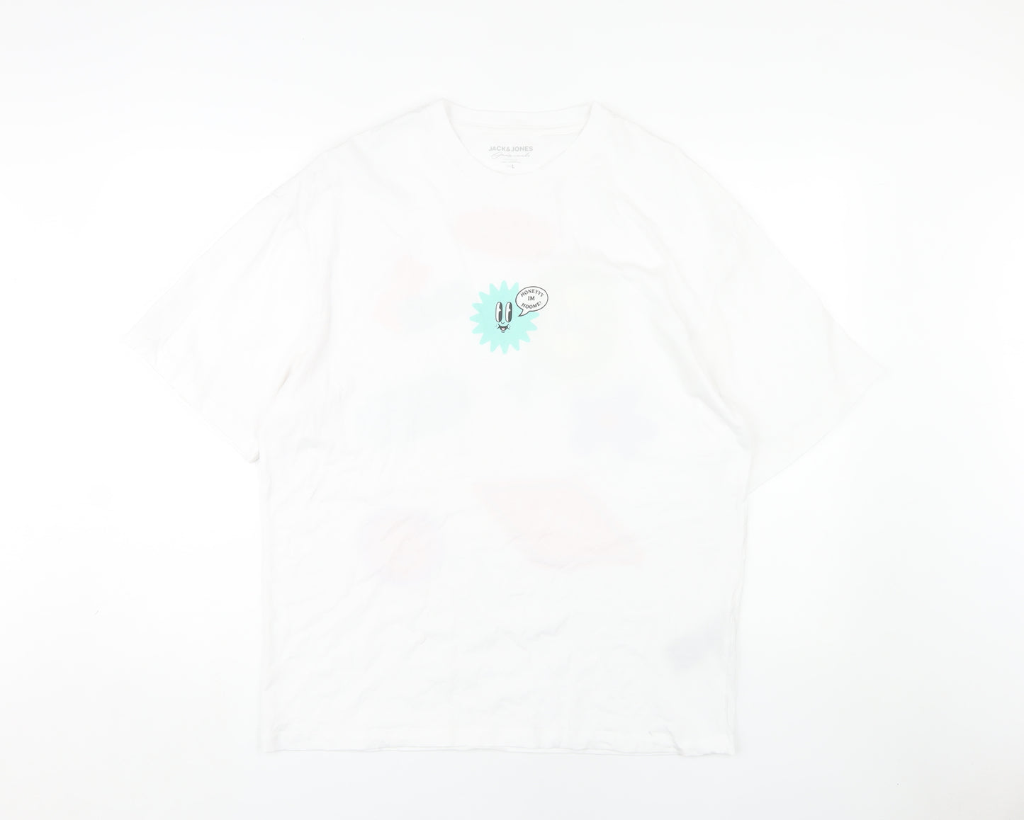 Jack & Jones Men's White Graphic Print T-Shirt L